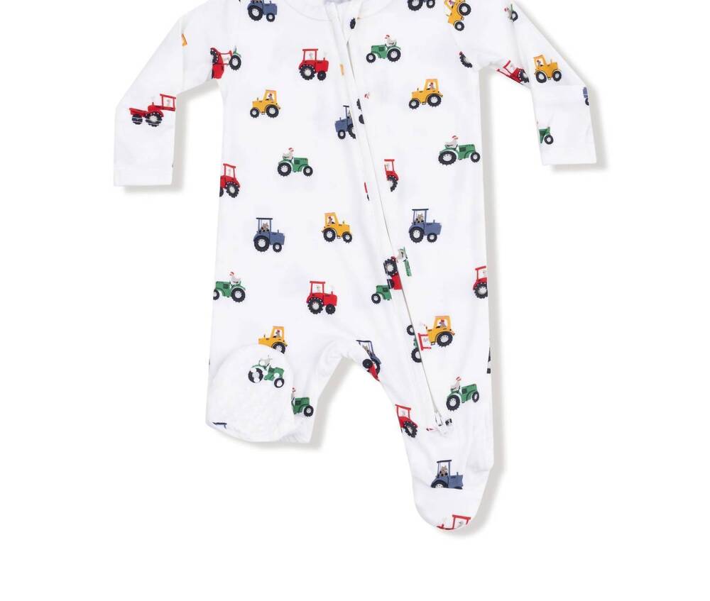 NEW ANGEL DEAR boys zipper footie in mini tractors